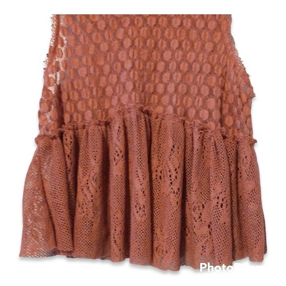 Free People Park Slope Babydoll Tank-Size XS-Lace-Sheer- Rustic Rose - Peplum - Picture 4 of 7